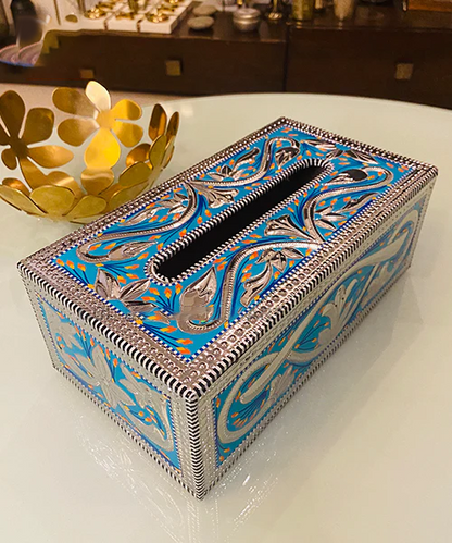 Azure Bloom Tissue Box