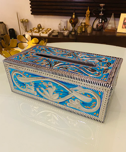 Azure Bloom Tissue Box