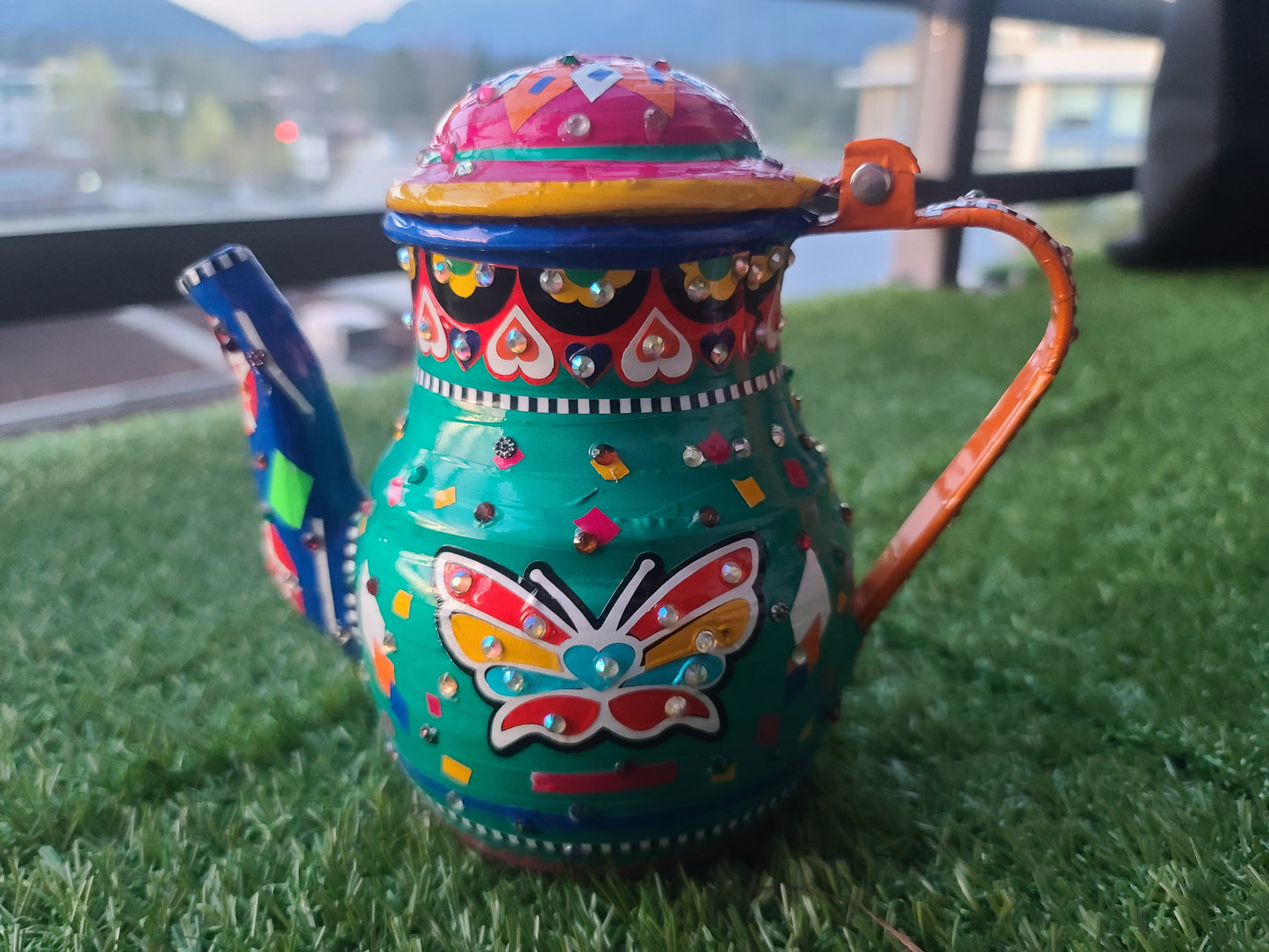 Green Butterfly Tea Pot